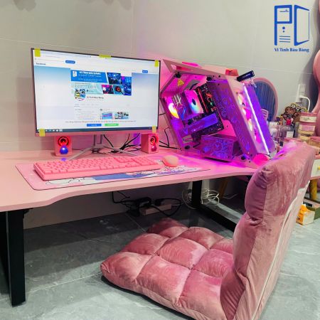 Combo Bàn Ghế Gaming Bệt - Đen/Trắng/Hồng