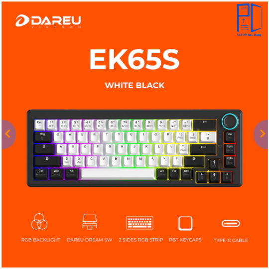 Bàn phím cơ DareU EK65s White Black Dream switch
